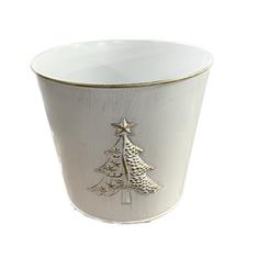 Tin Pail Embossed Tree 20cm