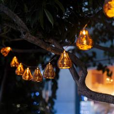 10 Brown Rattan Lantern Lights