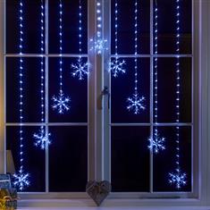 Snowflake Curtain Lights- Cool White