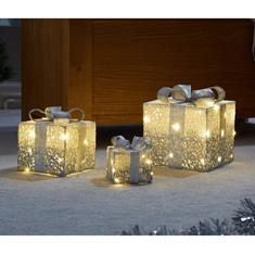 Silver Sparkly Faux Gift Boxes