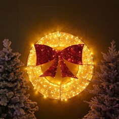 1,2m Illuminated Christmas Wreath &amp; Bow 