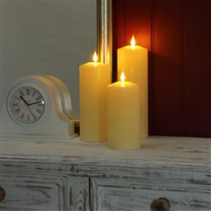 Large Ivory Pillar Candles Set of 3