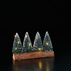 Four Bristle Trees on Wooden Base