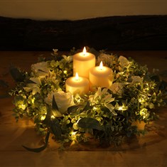 Floral Wreath with Warm White LEDs
